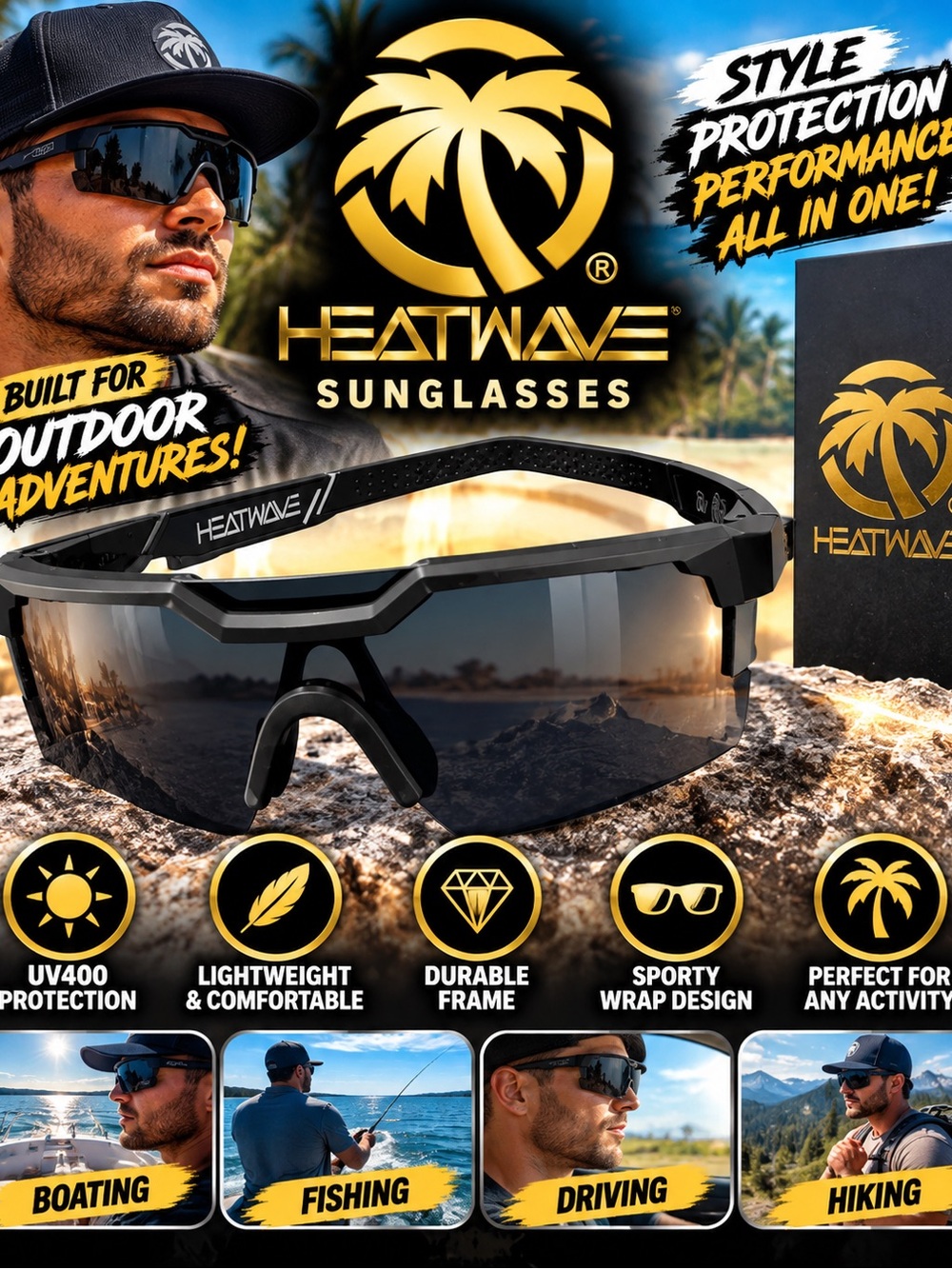 Performance Sports Sunglasses - Black Smoke Lenses